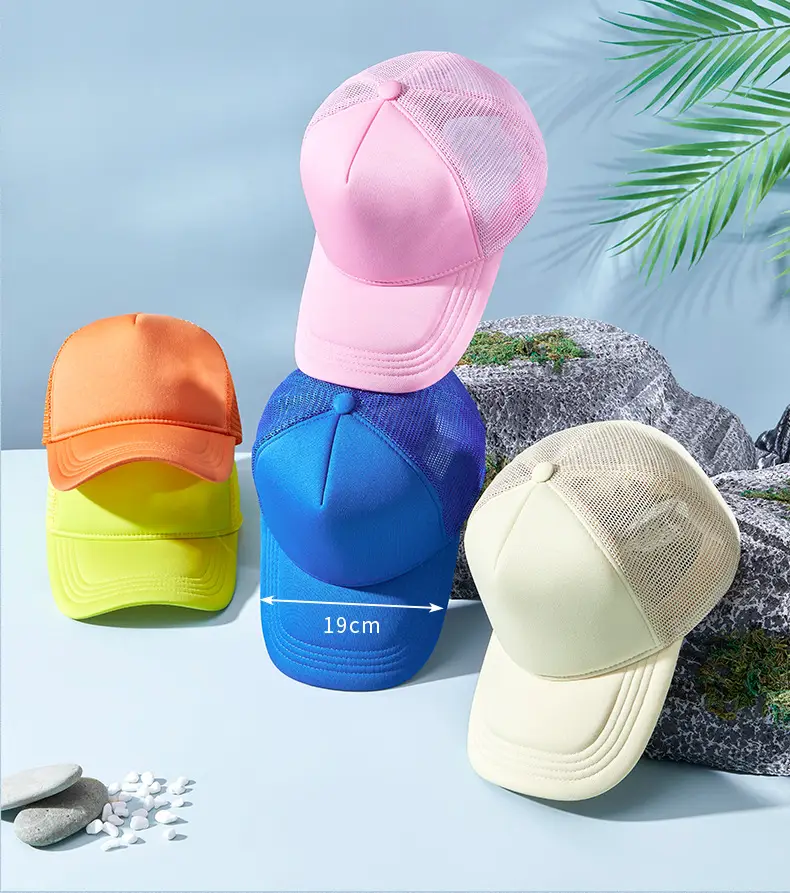 Blue Mesh Truck Cap with High Skull Top Design — feature 11