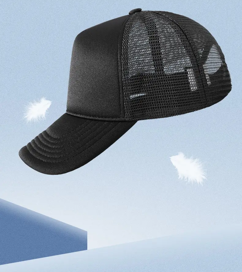 Blue Mesh Truck Cap with High Skull Top Design — feature 13