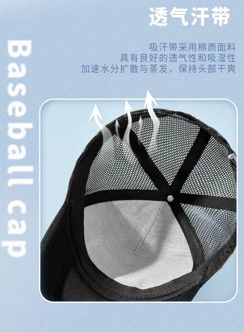 Blue Mesh Truck Cap with High Skull Top Design — feature 14