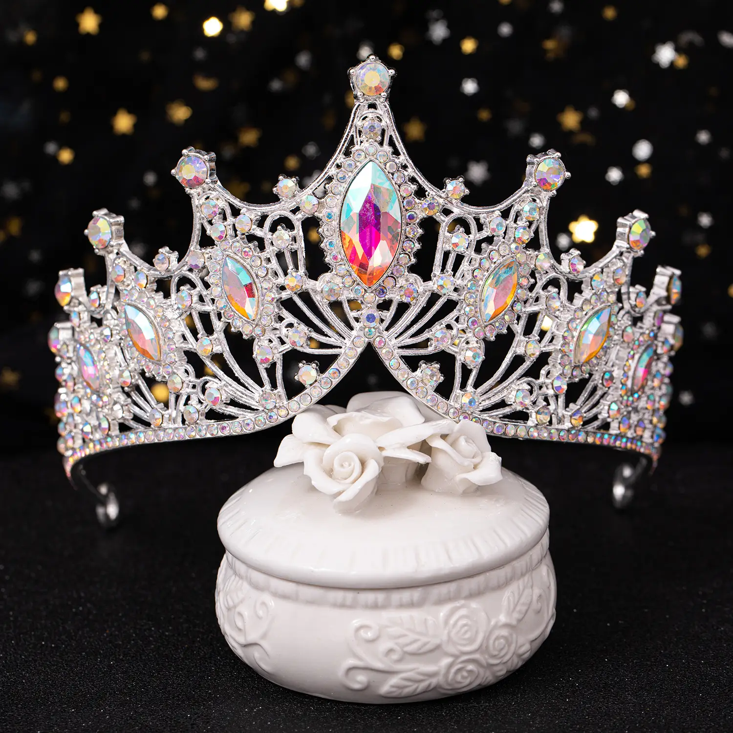 Purple Crystal Bridal Crown Hair Accessory - Image 10