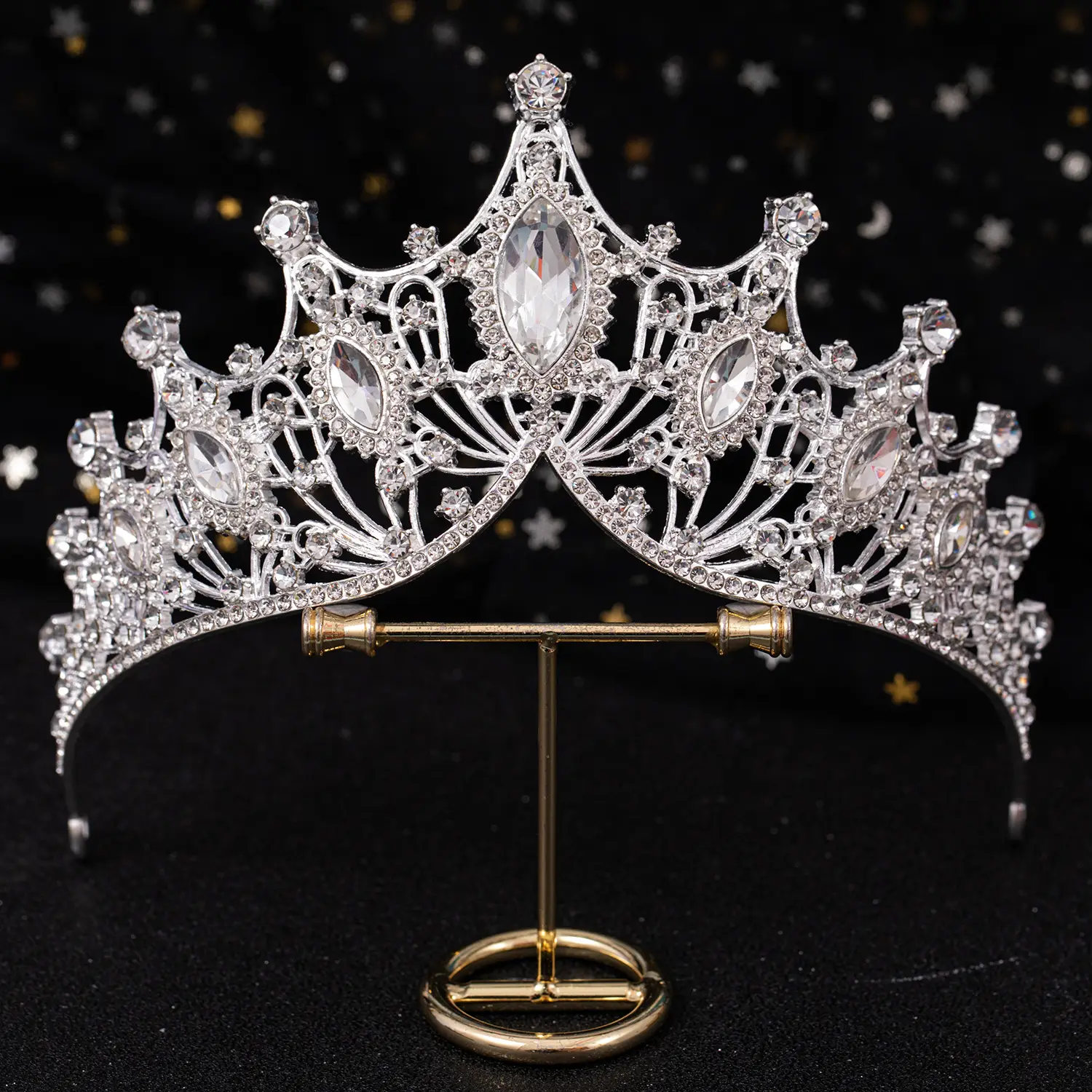 Purple Crystal Bridal Crown Hair Accessory - Image 3