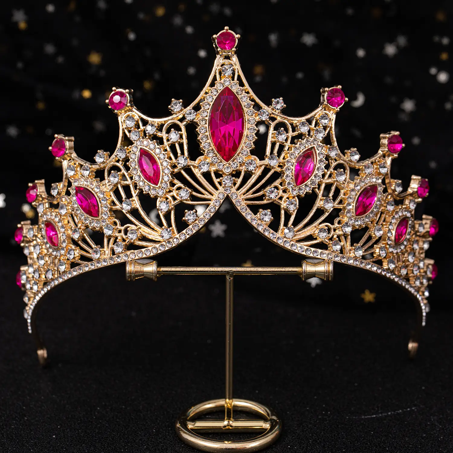 Purple Crystal Bridal Crown Hair Accessory - Image 7