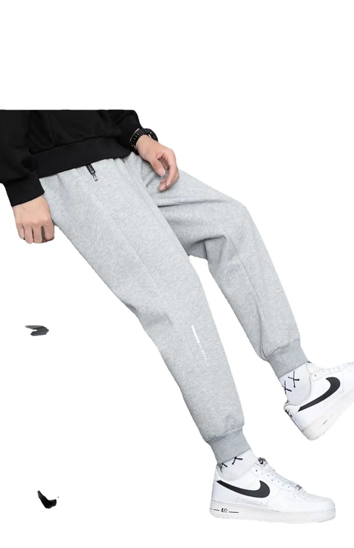 Men 2023 Grey Loose Leg Sweatpants Casual - Image 9