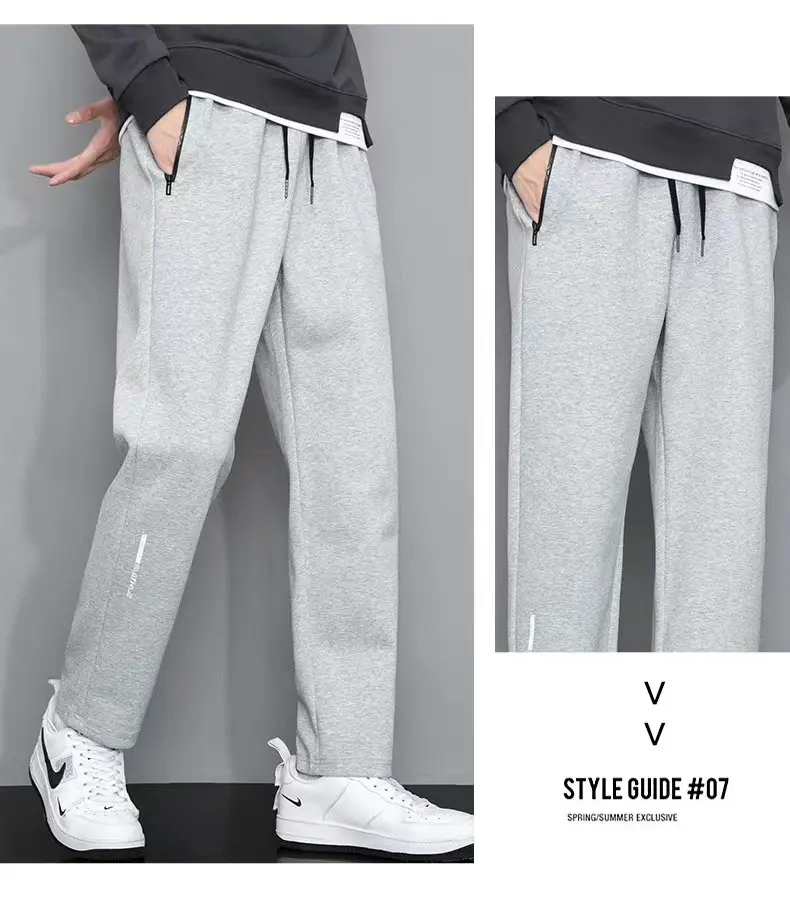 Men 2023 Grey Loose Leg Sweatpants Casual — feature 11