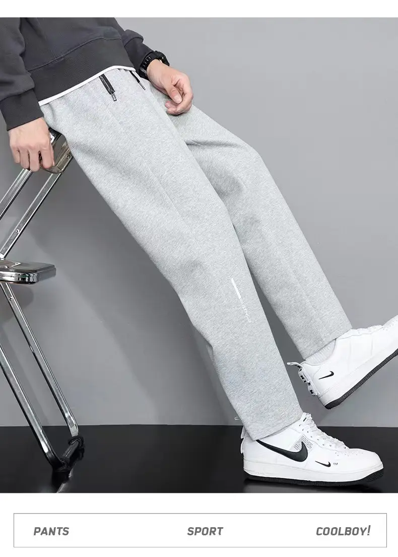 Men 2023 Grey Loose Leg Sweatpants Casual — feature 19
