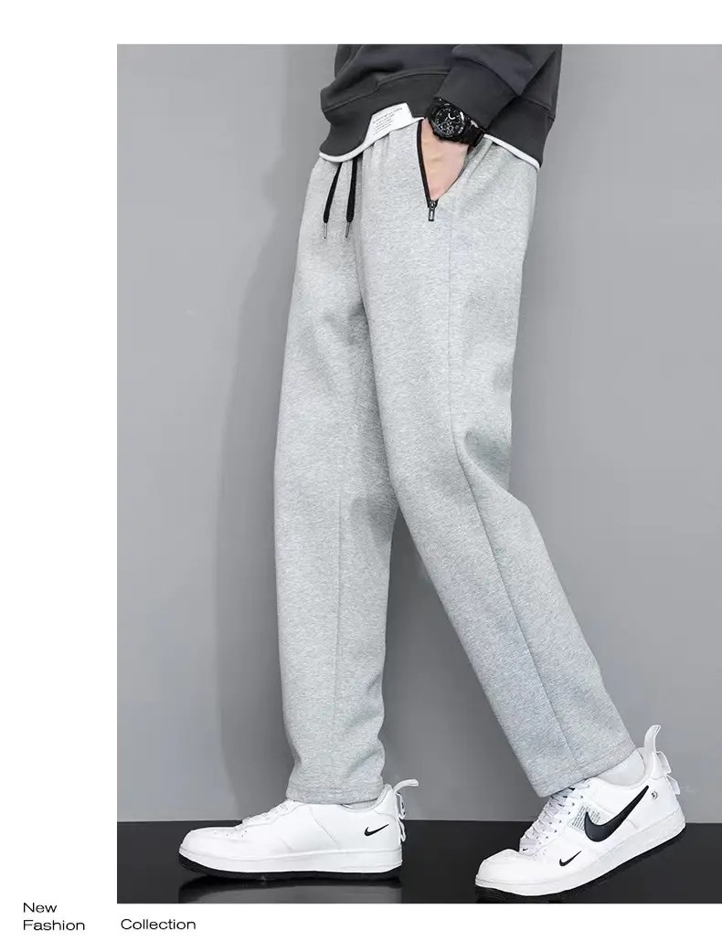 Men 2023 Grey Loose Leg Sweatpants Casual — feature 21