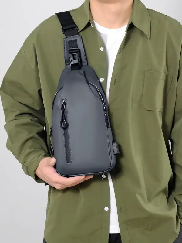 USB Leather Crossbody Bag Water Repellent Small - Image 5
