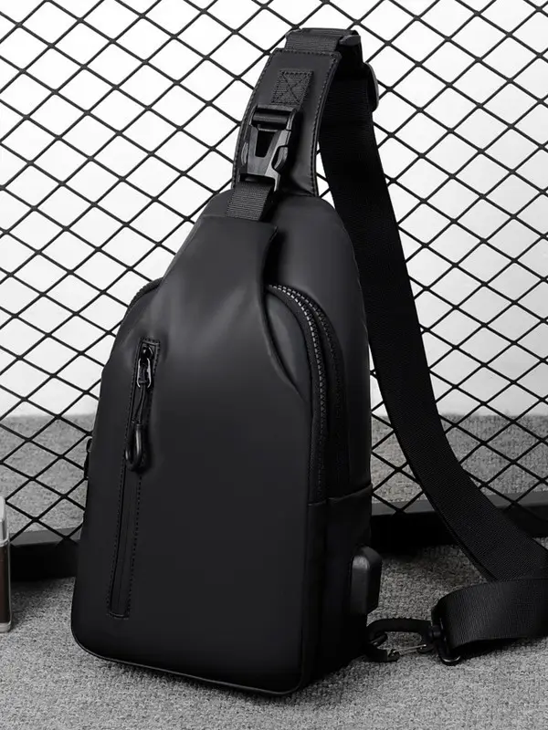 USB Leather Crossbody Bag Water Repellent Small - Image 8