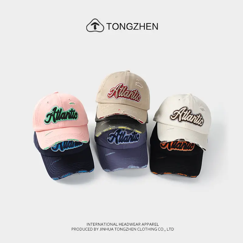 Men's American Retro Blue Baseball Cap with "Atlantis" Embroidery - Image 9