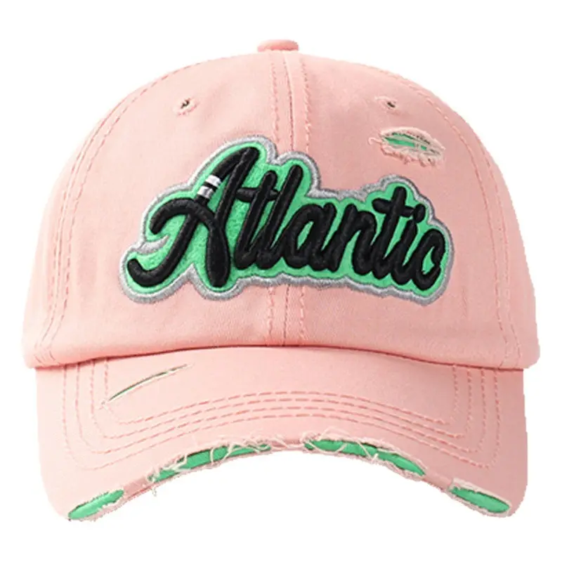 Men's American Retro Blue Baseball Cap with "Atlantis" Embroidery