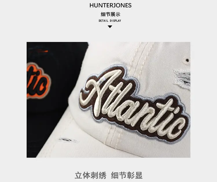 Men's American Retro Blue Baseball Cap with "Atlantis" Embroidery — feature 5