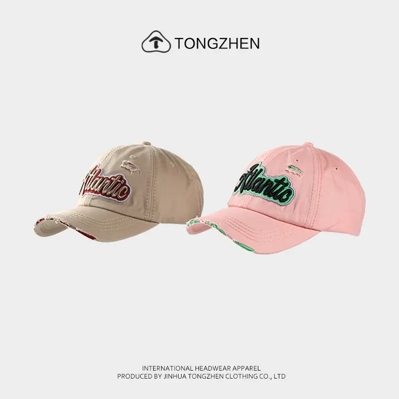 Men's American Retro Blue Baseball Cap with "Atlantis" Embroidery — feature 9