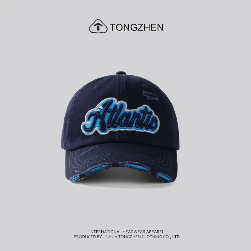 Men's American Retro Blue Baseball Cap with "Atlantis" Embroidery - Image 2