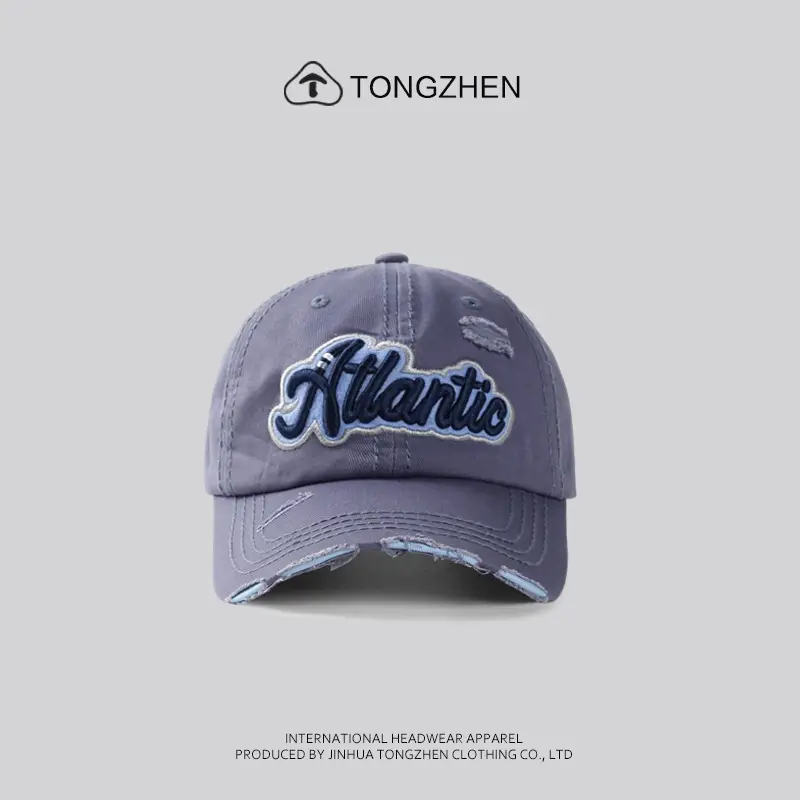 Men's American Retro Blue Baseball Cap with "Atlantis" Embroidery - Image 5