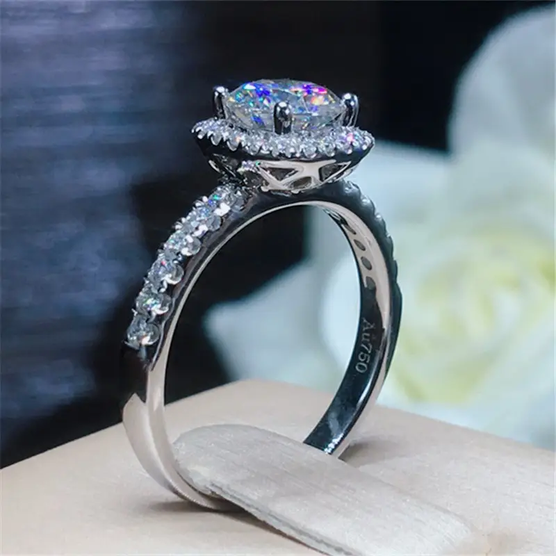 Clearance 18K White Gold Moissanite Wedding Ring - Image 3
