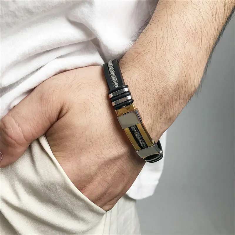 Men's Stainless Steel Watch with Beaded Bracelet Set - Image 14