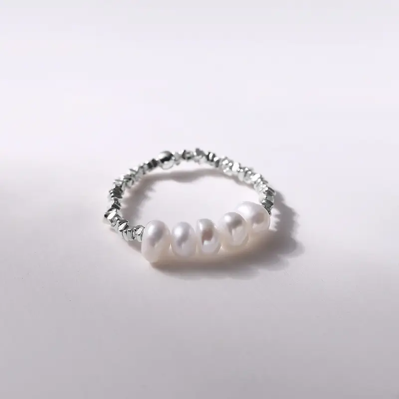 S925 Sterling Silver Pearl Ring Red Book All Match — feature 2