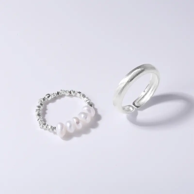 S925 Sterling Silver Pearl Ring Red Book All Match — feature 5