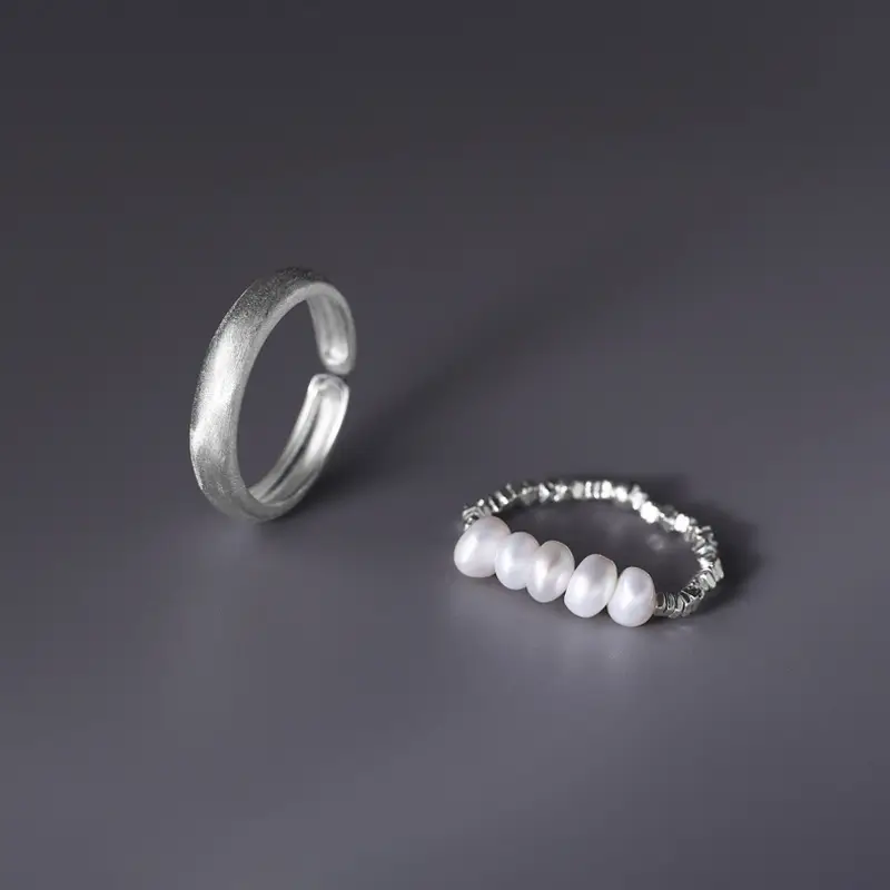 S925 Sterling Silver Pearl Ring Red Book All Match — feature 6