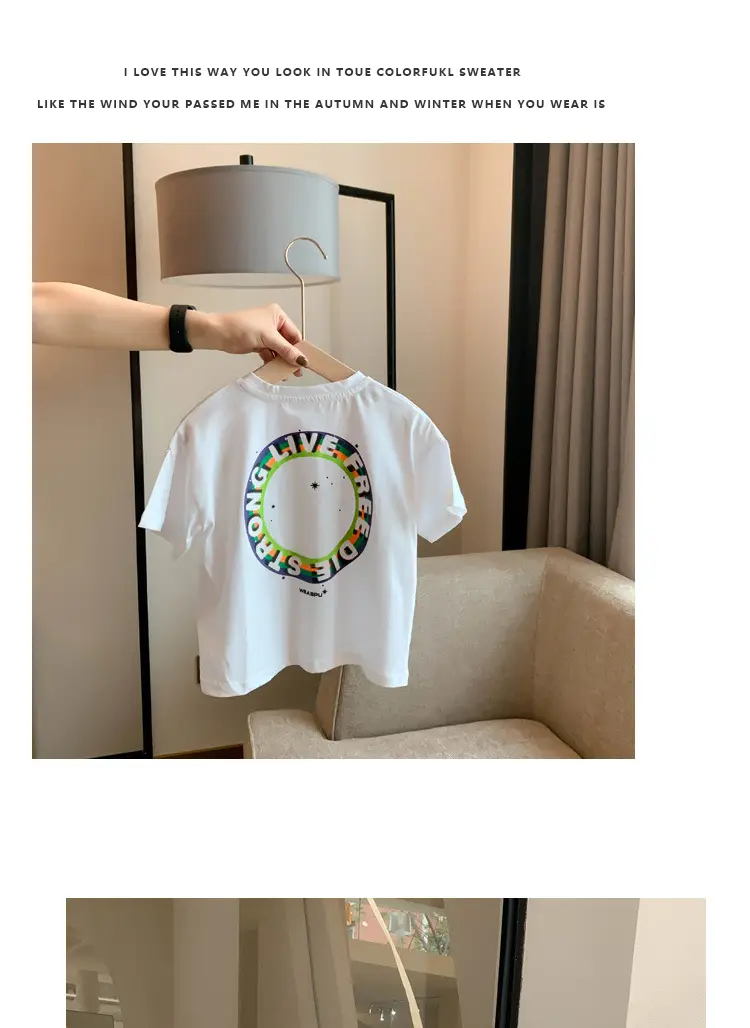 100% Cotton Baby Ring Print T-Shirt White Black Striped Shorts — feature 21