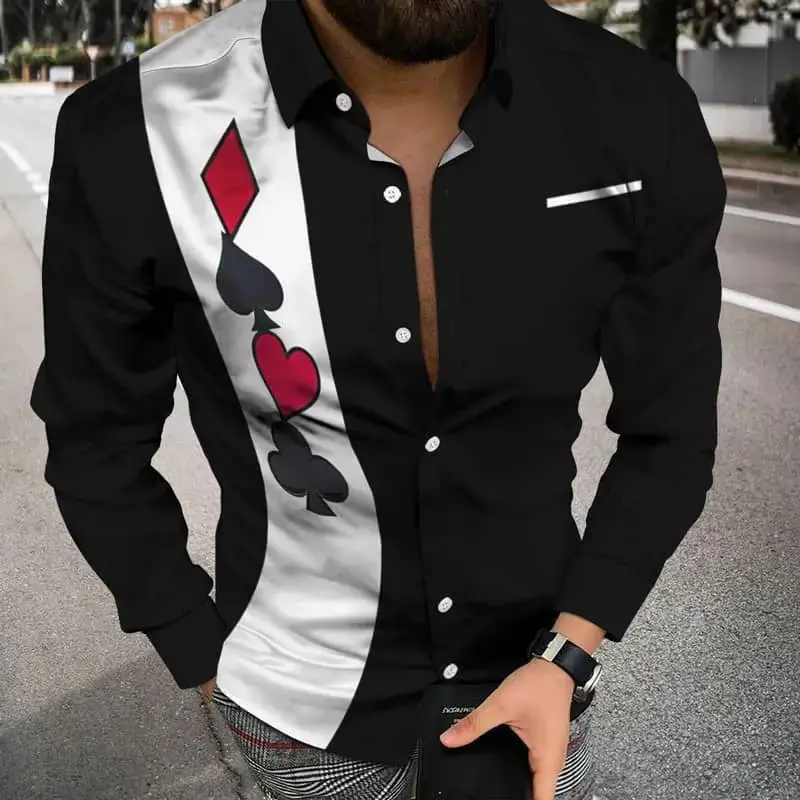 Men's 3D Printed Slim Fit Shirt with Blue Gold Print - Image 24