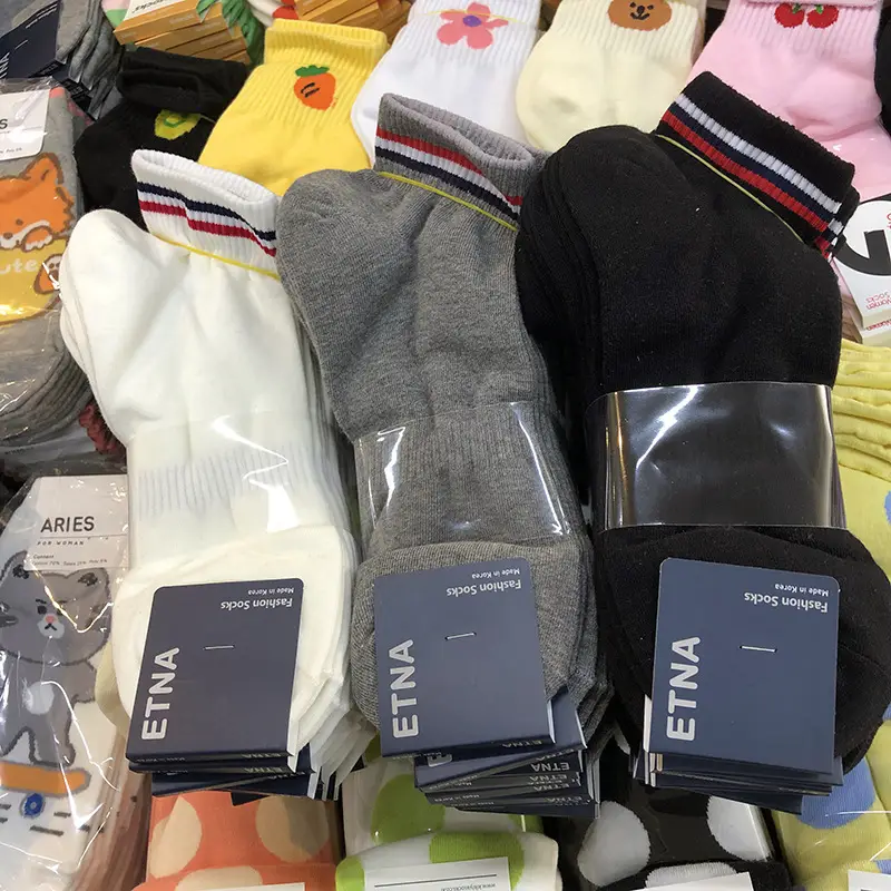 Korean socks men's socks ETNA spring and summer new color two-bar men's sports socks trendy men's casual short cotton socks
