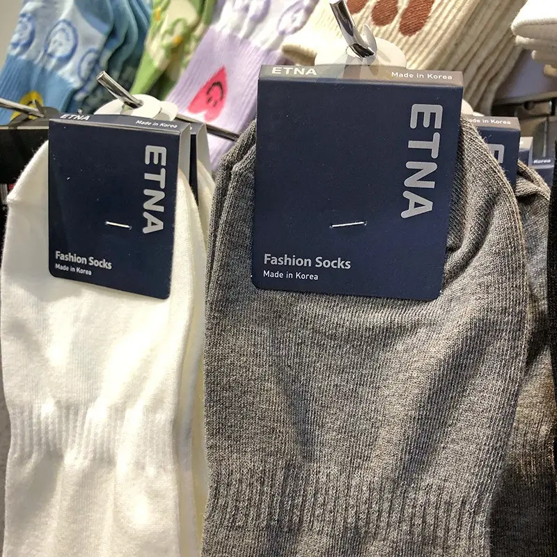 Korean socks men's socks ETNA spring and summer new color two-bar men's sports socks trendy men's casual short cotton socks