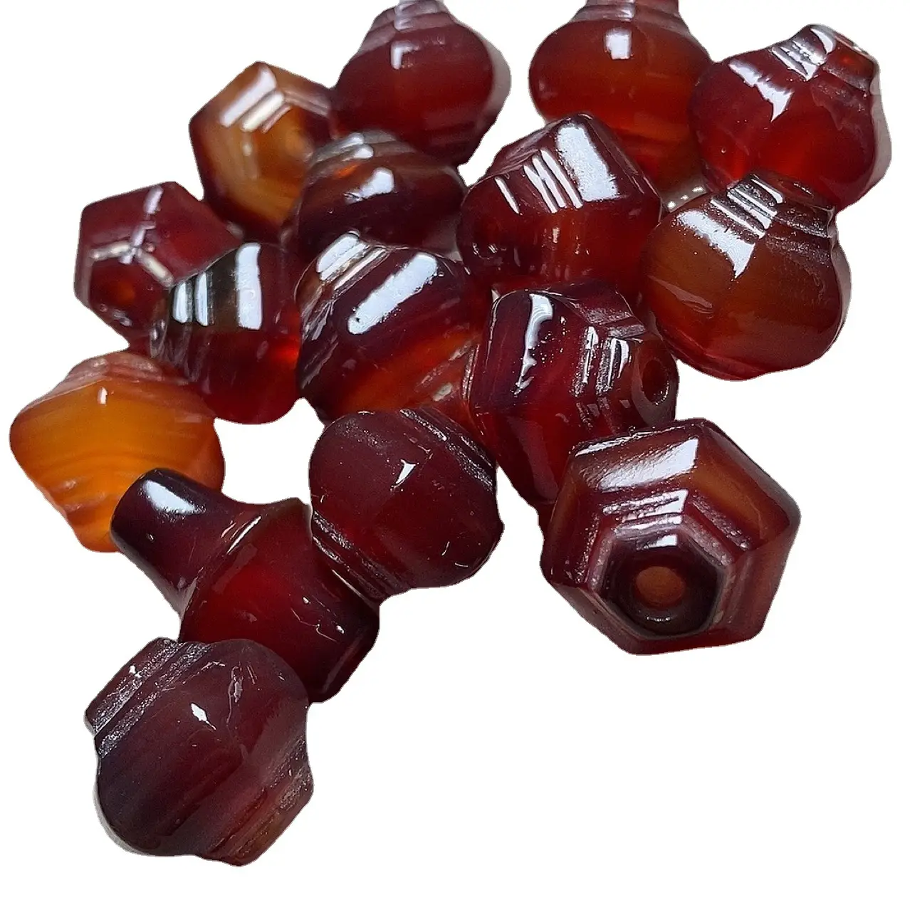 Natural Agate Red Hexagonal Loose Beads - Image 5