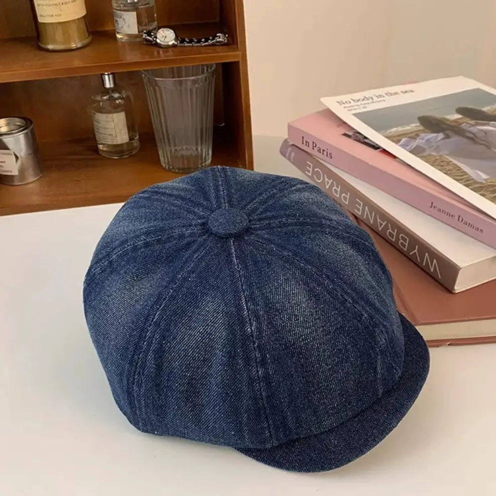Blue Japanese Style Peaked Denim Cap for Women & Men — feature 5