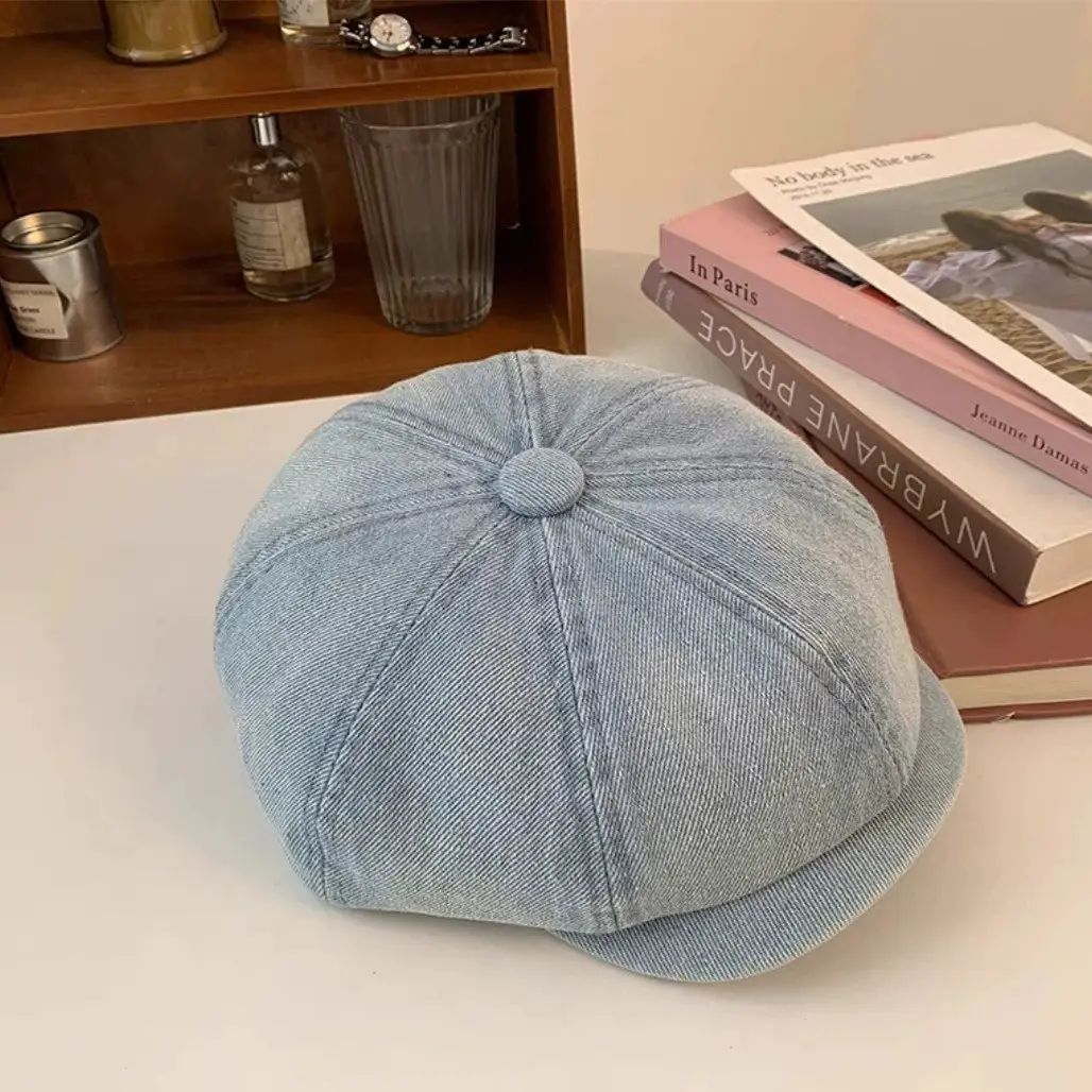 Blue Japanese Style Peaked Denim Cap for Women & Men — feature 6