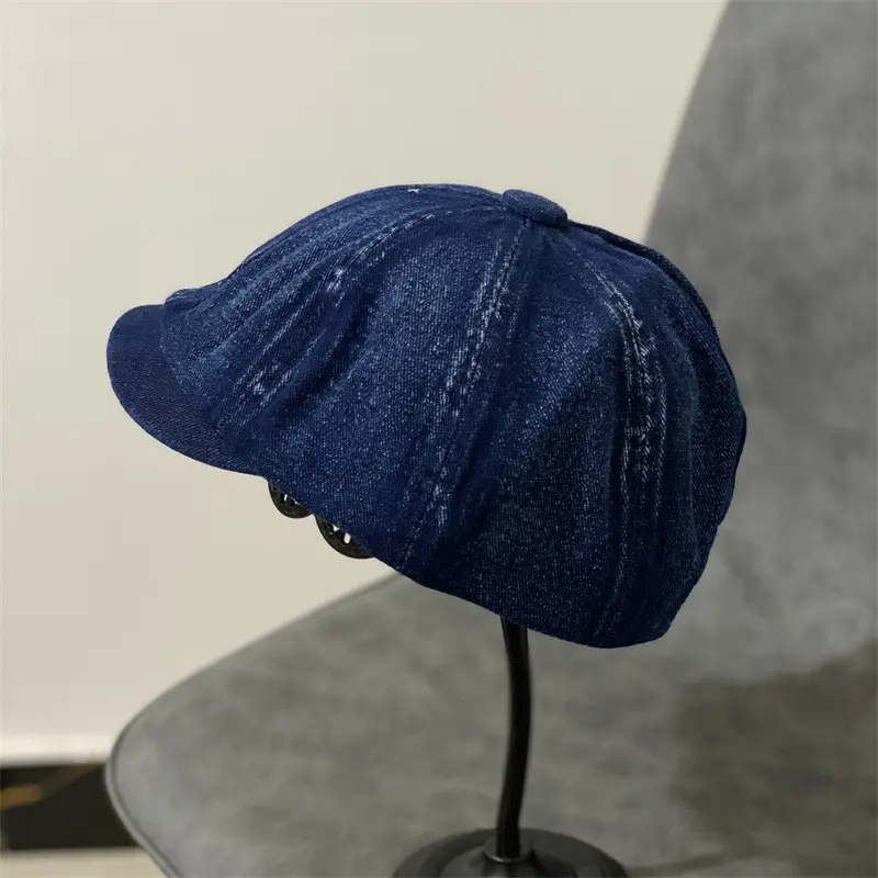 Blue Japanese Style Peaked Denim Cap for Women & Men — feature 7