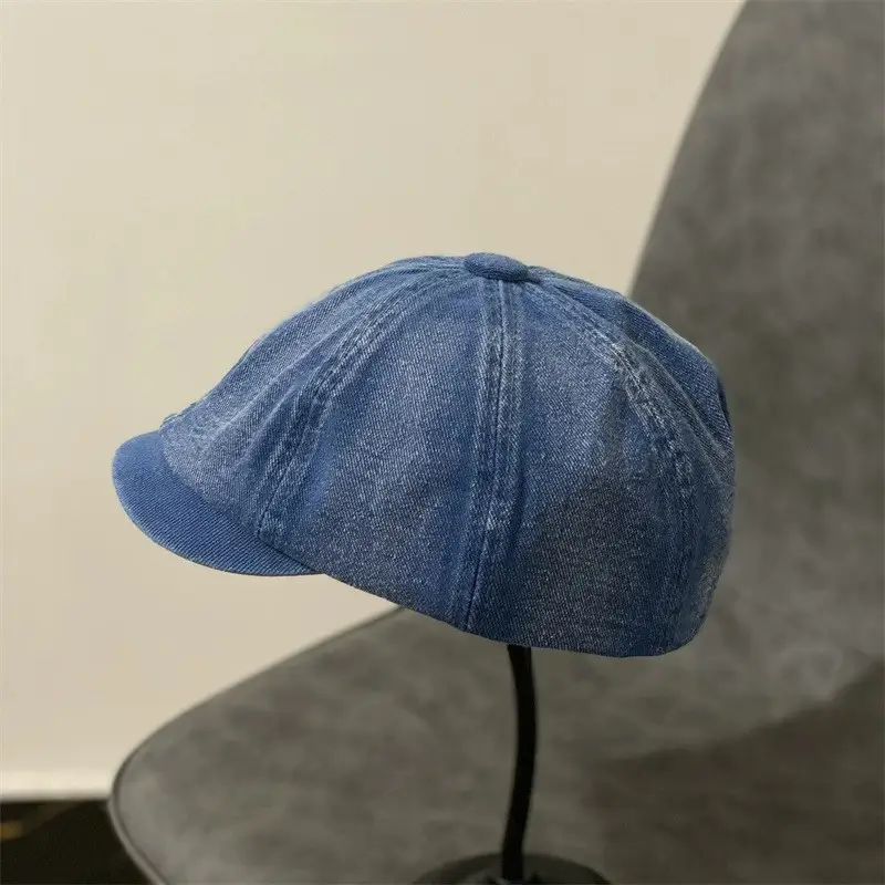 Blue Japanese Style Peaked Denim Cap for Women & Men - Image 2