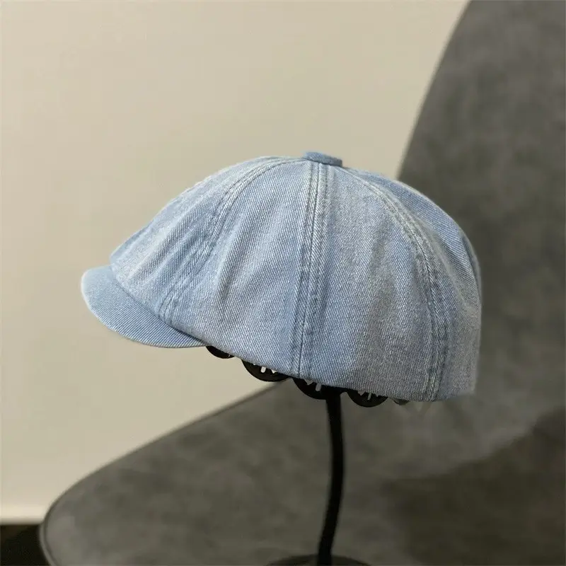 Blue Japanese Style Peaked Denim Cap for Women & Men - Image 3