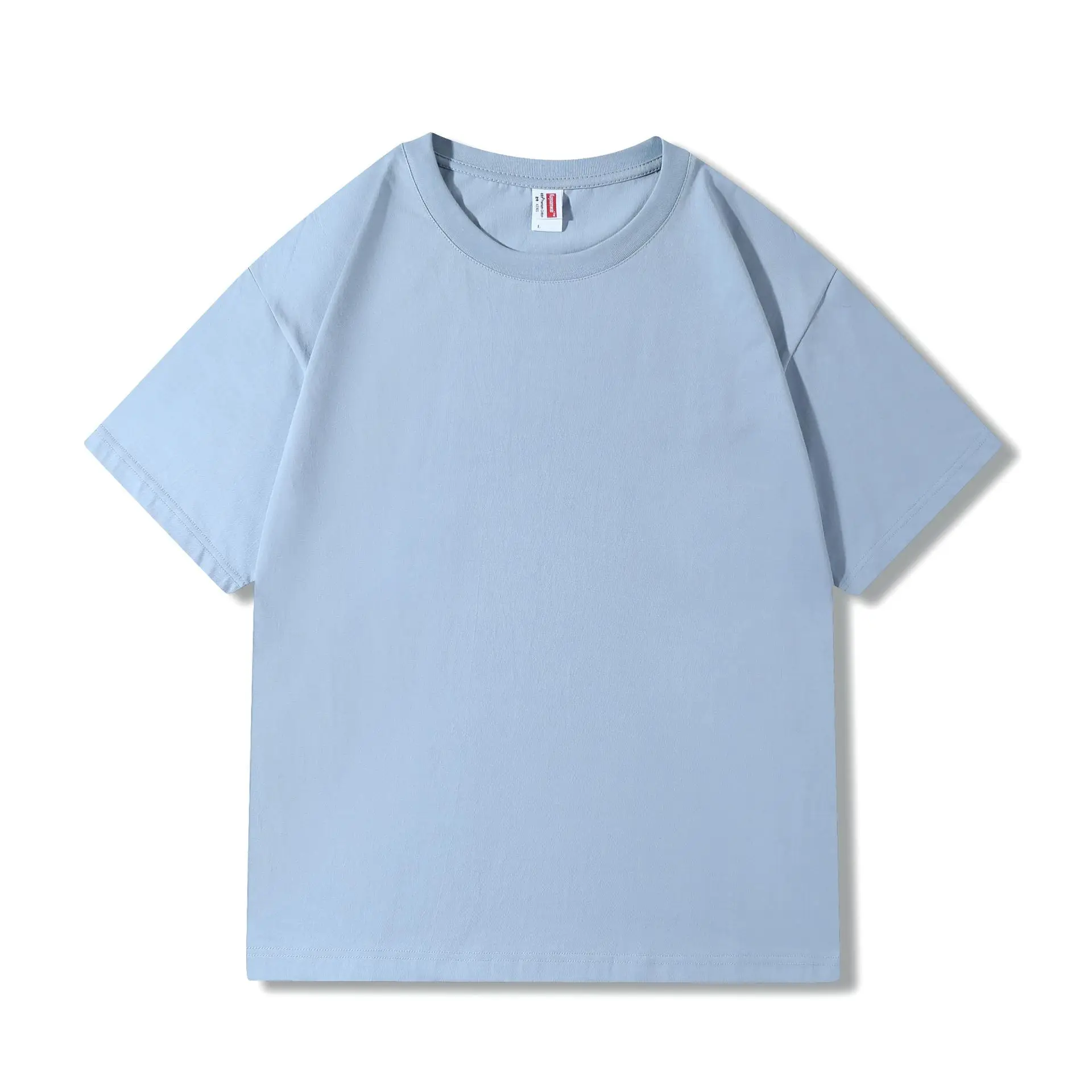 Blue Cotton T-Shirt Round Neck Loose Fit Small