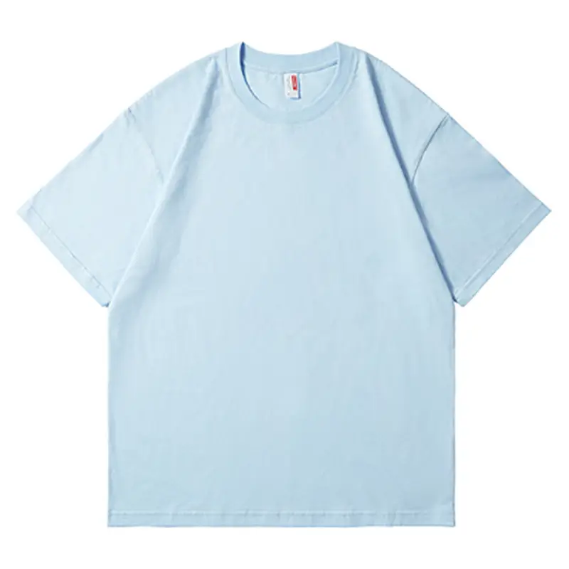 Blue Cotton T-Shirt Round Neck Loose Fit Small