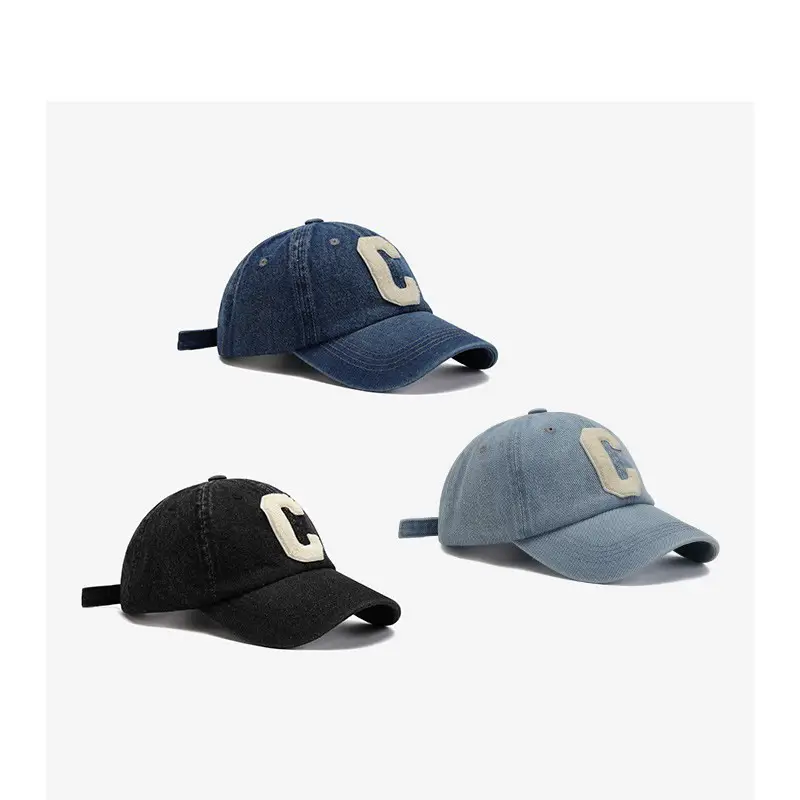 Women C Letter Denim Baseball Cap Sunshade Cap - Image 6
