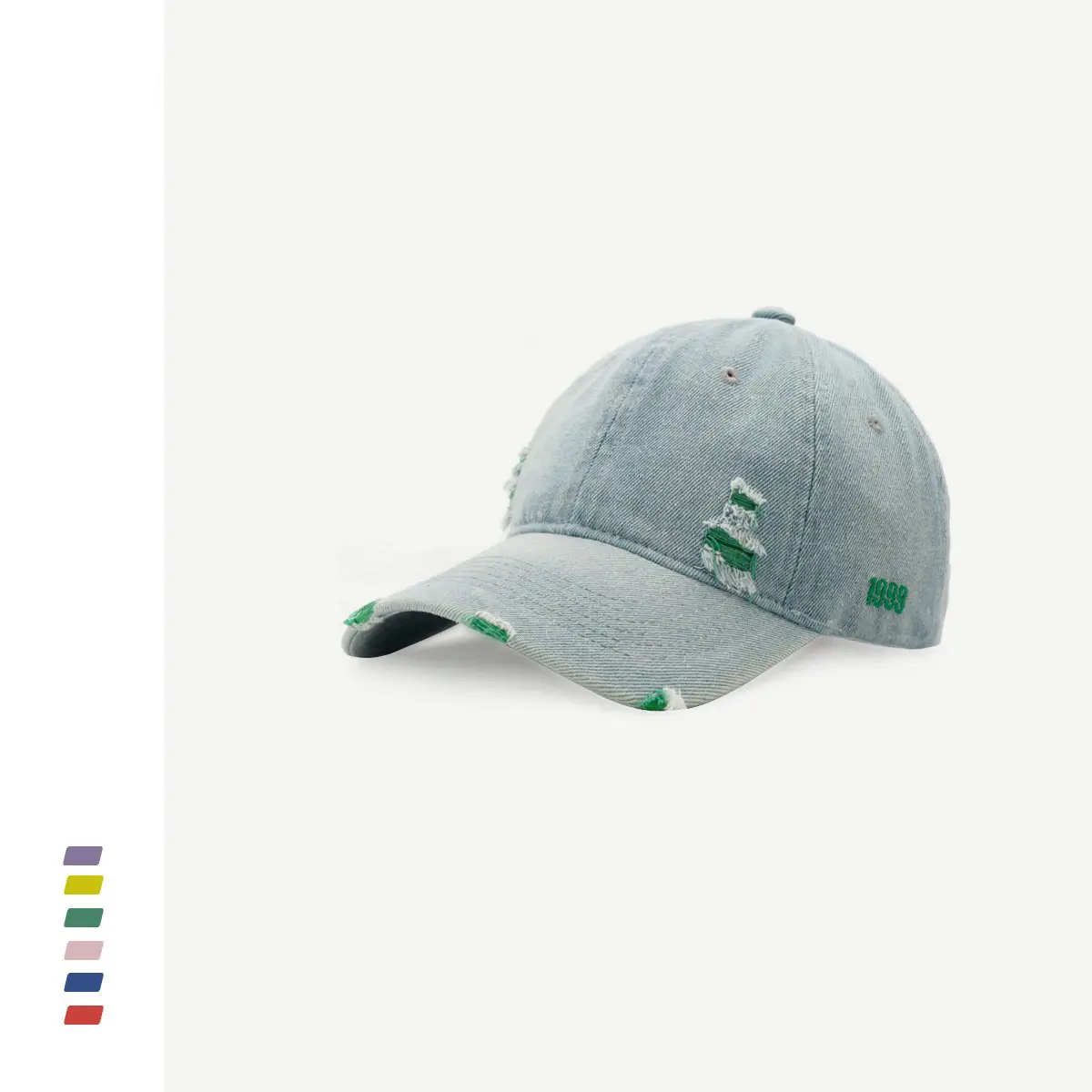 Women's American Street Ripped Denim Cap Blue - Image 3