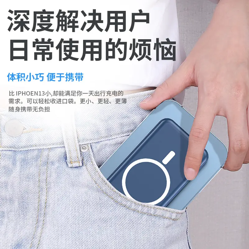3C Certified Magsafe Power Bank 10000Mah Portable Magnetic Wireless Charging Mobile Power Supply Kc Cross-Border Customization