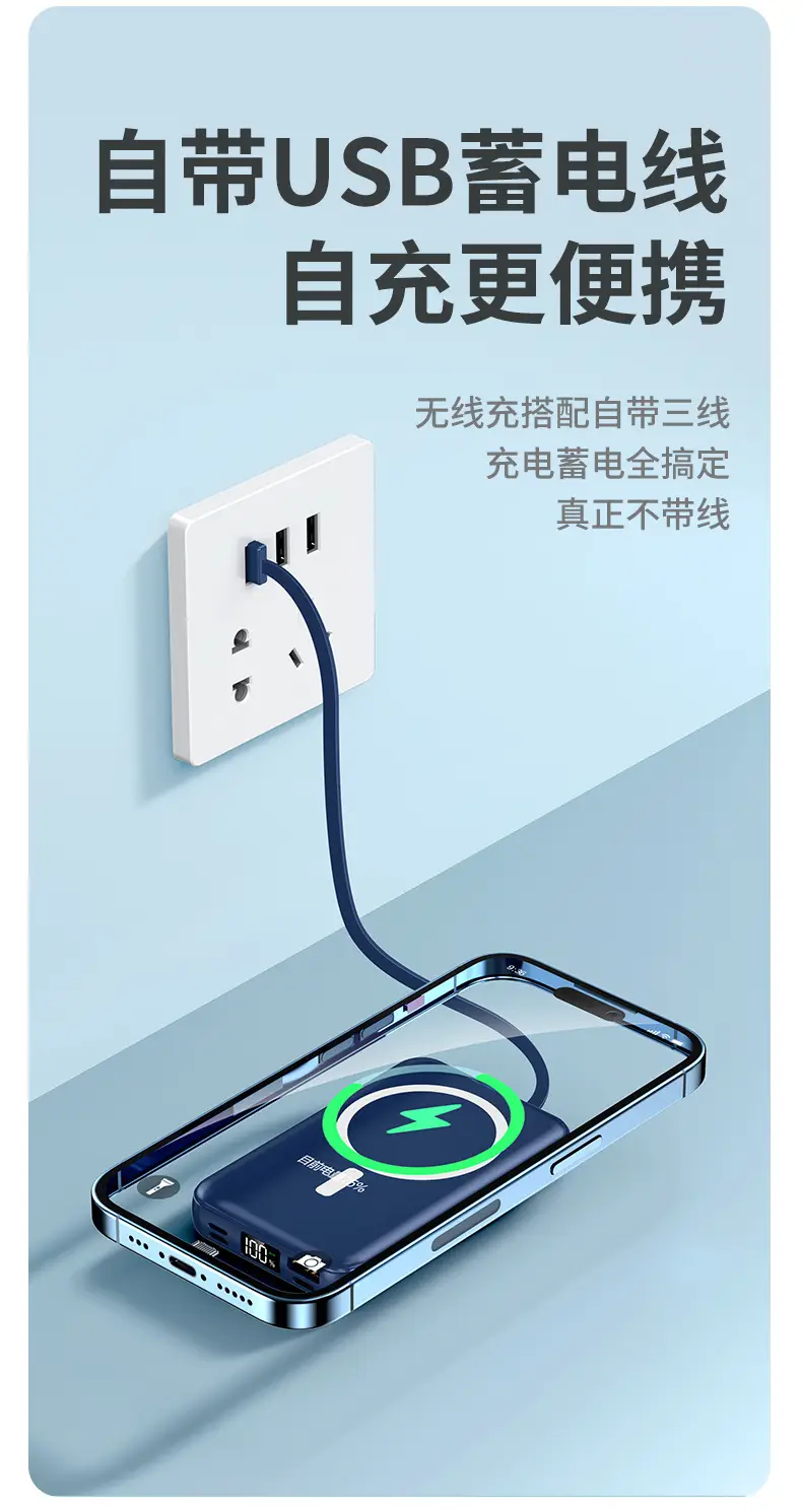 3C Certified Magsafe Power Bank 10000Mah Portable Magnetic Wireless Charging Mobile Power Supply Kc Cross-Border Customization — feature 10