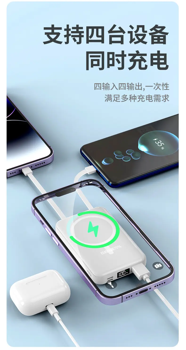 3C Certified Magsafe Power Bank 10000Mah Portable Magnetic Wireless Charging Mobile Power Supply Kc Cross-Border Customization — feature 11