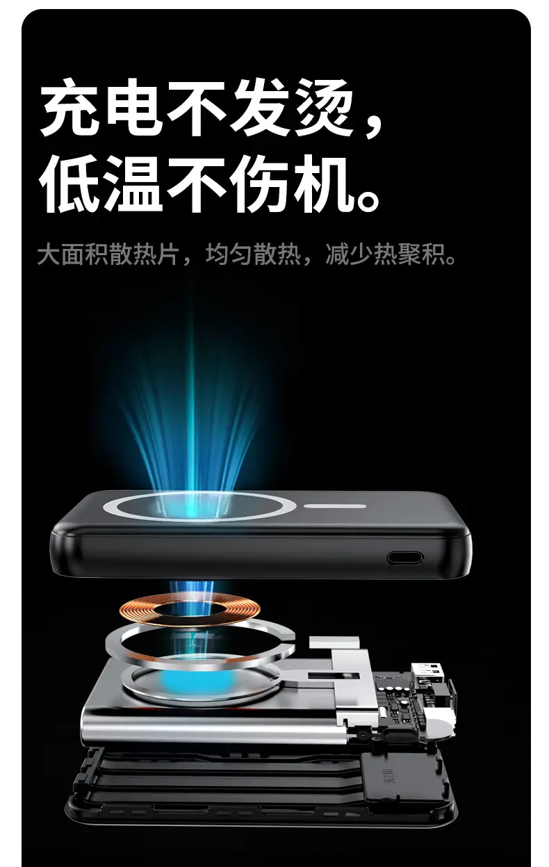 3C Certified Magsafe Power Bank 10000Mah Portable Magnetic Wireless Charging Mobile Power Supply Kc Cross-Border Customization — feature 18
