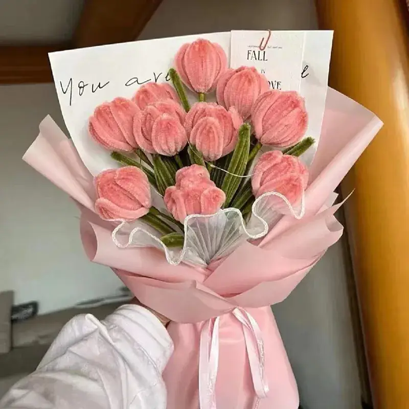 Pink Twist Rose Bouquet with DIY Packaging - Image 23