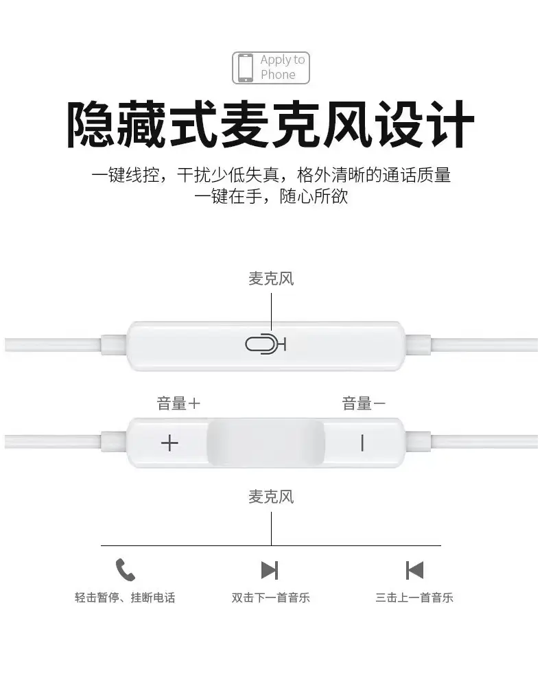 Suitable for Apple Earphones 11/12/13/14Promax Flat-Head Lightning Earphones Apple 17Th Generation Earphones — feature 6