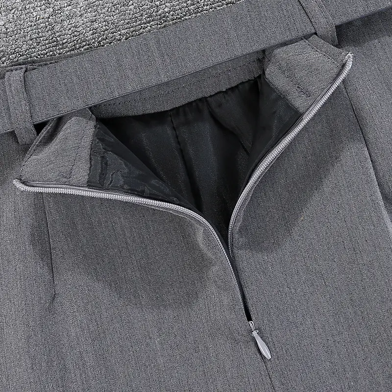 Women Grey Pleated Skirt with Belt - Image 6