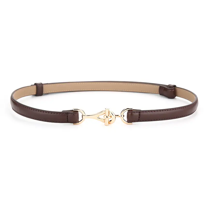 Women's Genuine Leather Belt with Gold Clasp