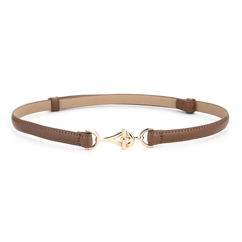Women's Genuine Leather Belt with Gold Clasp - Image 3