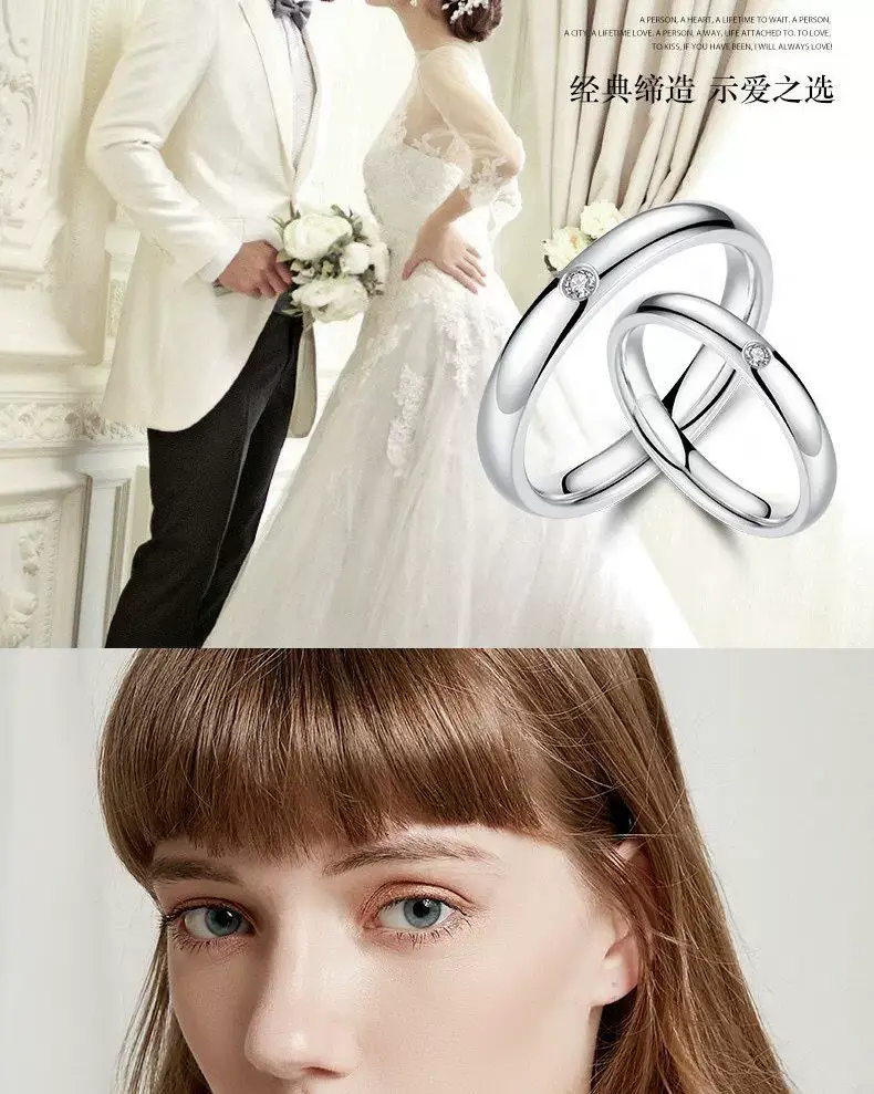 Platinum Adjustable Couple Ring with Moissanite Diamonds — feature 10