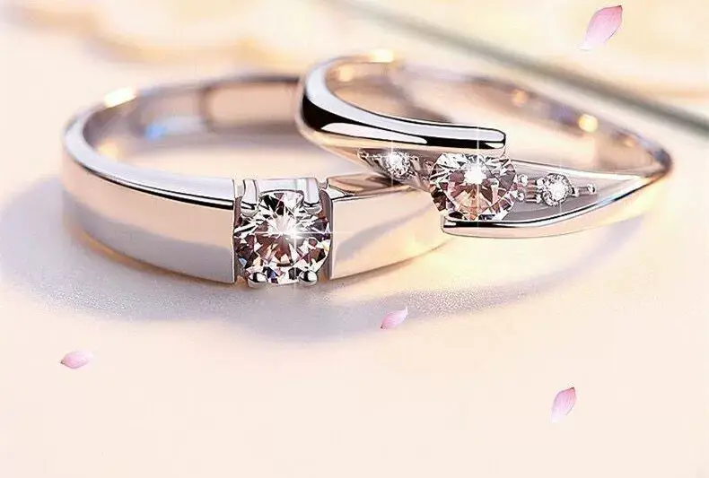 Platinum Adjustable Couple Ring with Moissanite Diamonds — feature 19
