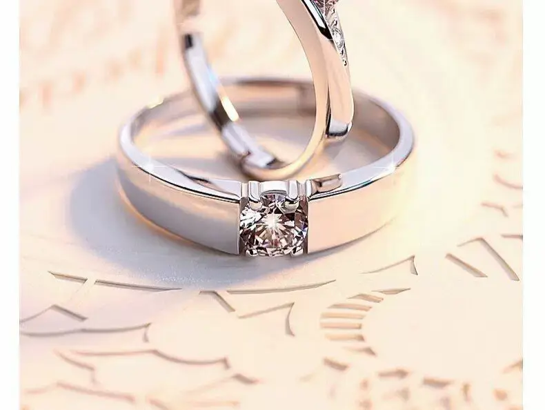 Platinum Adjustable Couple Ring with Moissanite Diamonds — feature 22