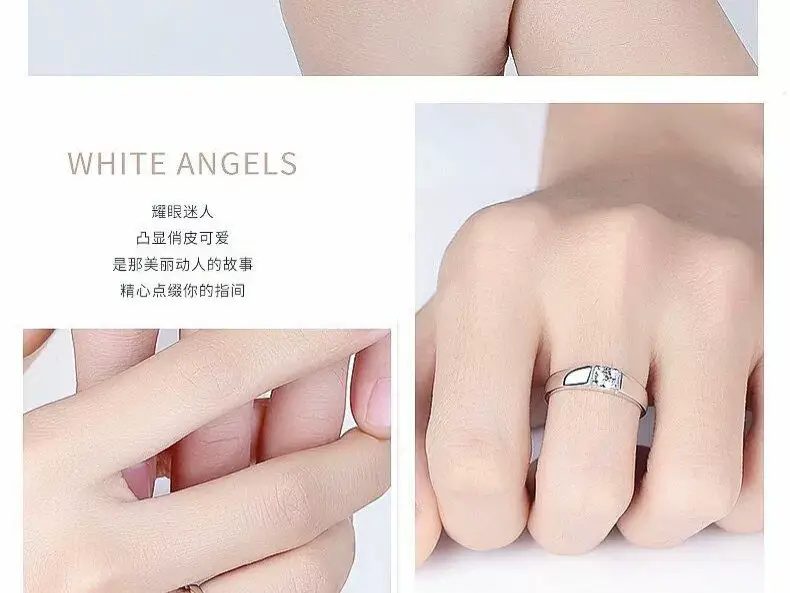 Platinum Adjustable Couple Ring with Moissanite Diamonds — feature 24
